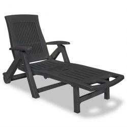 Transat chaise longue bain de soleil lit de jardin terrasse meuble d'extérieur avec repose-pied pla