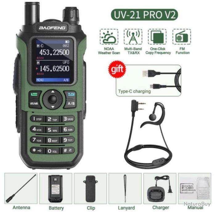 BAOFENG UV-21 PRO .VERSION 2. Longue distance avec OREILLETTECOLORIS  VERT - Talkies walkies (10972764)