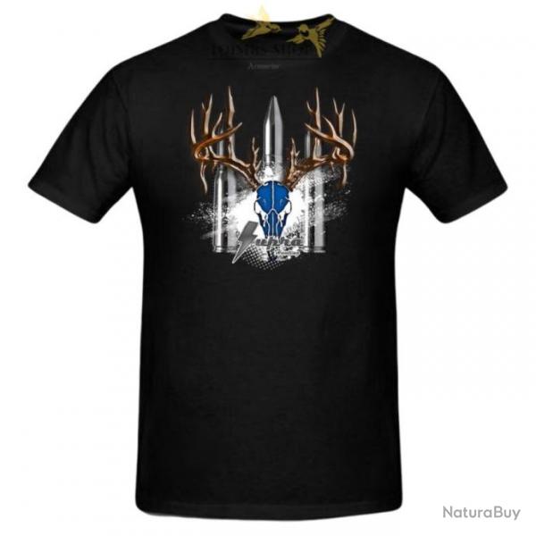 T-shirt de chasse noir imprim Supra taille M pour homme - ROG (DESTOCKAGE)