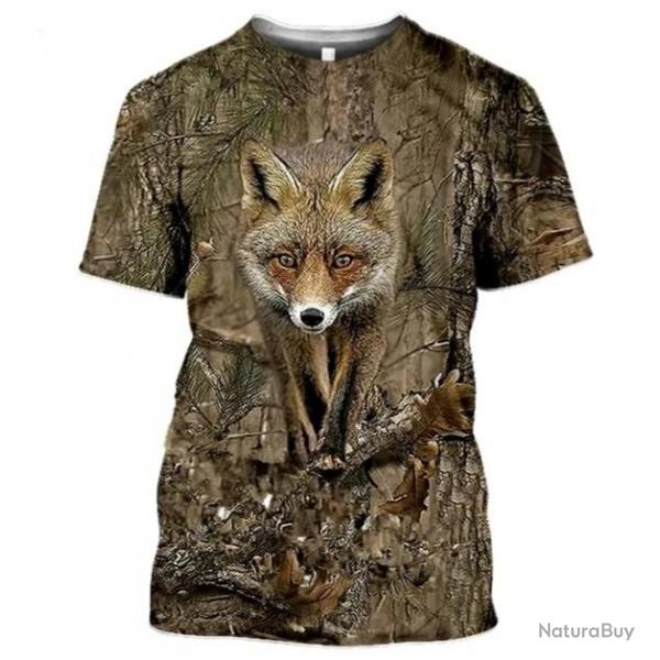 Tee-shirt renard camo , taille de S  6XL