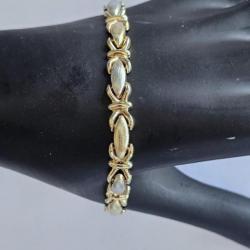 Bracelet en or 14 carats - dominante or jaune, avec or blanc - 19 cm - 10,18 g