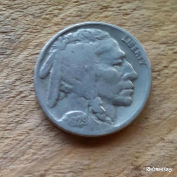 Une pice de 5 cents  "BUFFALO"  de 1929 ,en bon tat