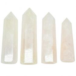 Pointe polie obélisque quartz blanc-rosé mono-terminée - A l'unité 101 à 120 grammes