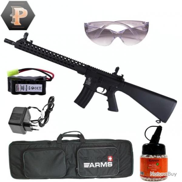 Rplique airsoft Colt M16 Keymod Black 1J + chargeur + batterie + housse + bille + lunette