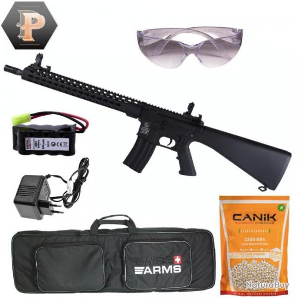 Rplique airsoft Colt M16 Keymod Black 1J + chargeur + batterie + housse + billes + lunette