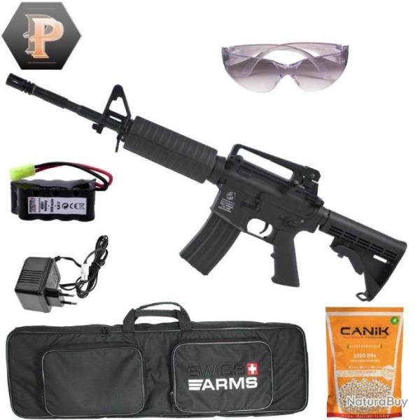 Rplique Airsoft Colt M4A1 full mtal 1.2J + chargeur + batterie + housse + billes + lunette