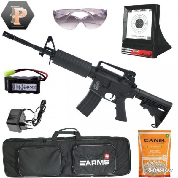 Rplique Airsoft Colt M4A1 full mtal 1.2J + chargeur + batterie + housse + billes + lunette + cible
