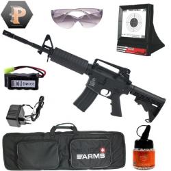 Réplique Airsoft Colt M4A1 full métal 1.2J + chargeur + batterie + housse + bille + lunette + cibles