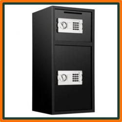 Coffre-fort électronique avec 2 compartiments - Verrouillage magnétique - Claviers numériques - Noir