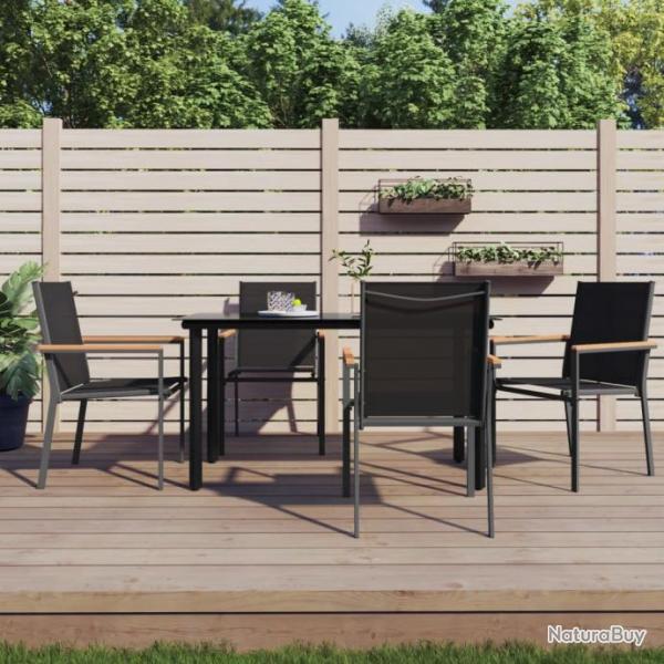 Chaises de jardin lot de 4 noir 55x61,5x90cm textilne et acier