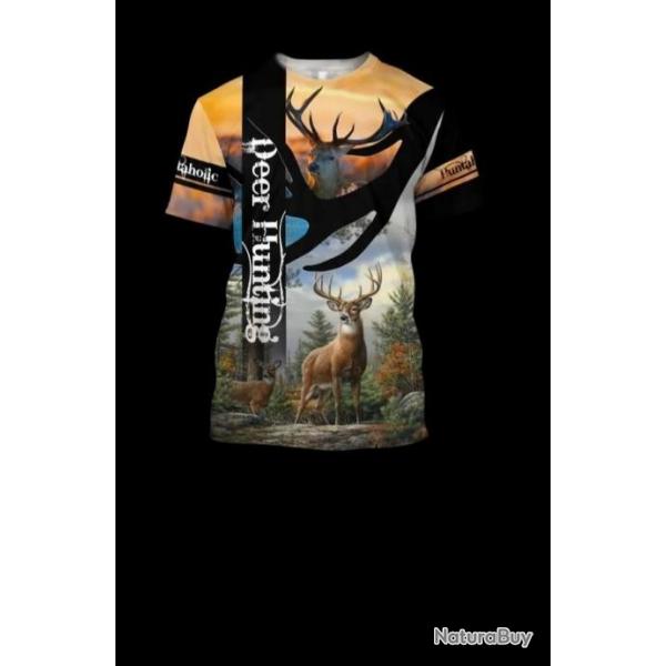!!! SUPER PROMO !!! Tee-shirt raliste chasse. Cerf taille de S  6XL n19