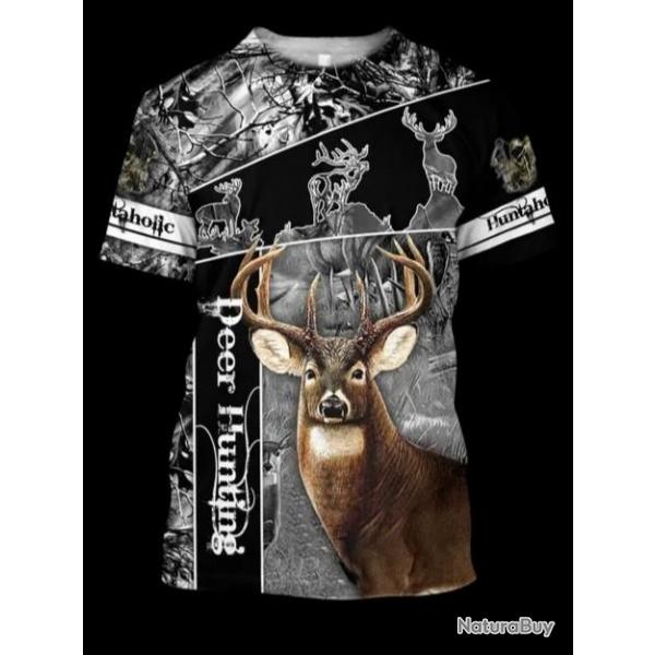 !!! SUPER PROMO !!! Tee-shirt raliste chasse. Cerf taille de S  5XL n21