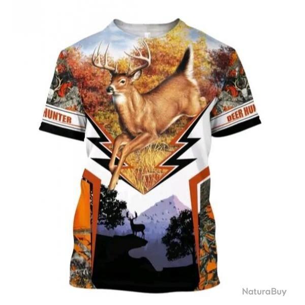 !!! SUPER PROMO !!! Tee-shirt raliste chasse. Cerf taille de S  5XL n22