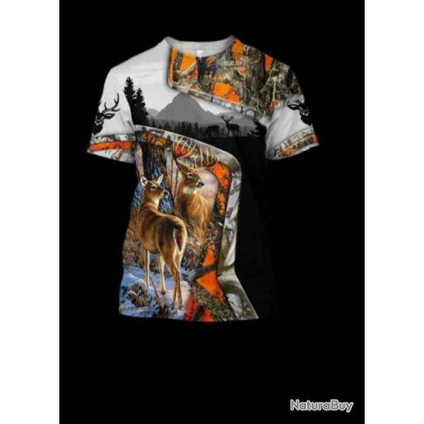 !!! SUPER PROMO !!! Tee-shirt raliste chasse. Cerf taille de S  5XL n24
