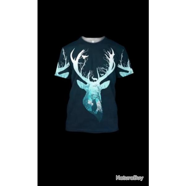 !!! SUPER PROMO !!! Tee-shirt raliste chasse. Cerf taille de S  5XL n26