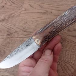 Couteau pliant deux clous en bois de cerf vieilli
