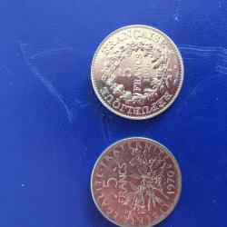 2 pieces de 5 francs 1970 1996