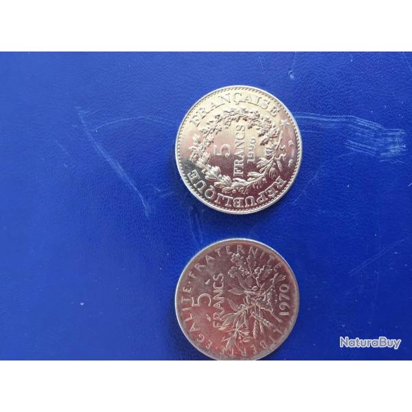 2 pieces de 5 francs 1970 1996