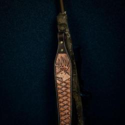 Sangle bretelle fusil carabine chasse en cuir entièrement faite à la main