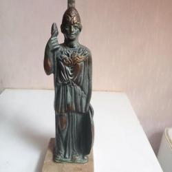 statuette XIXème Athena en bronze sur socle marbre hauteur 24 cm