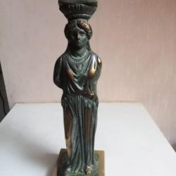 statuette XIXème Cariatis en bronze sur socle marbre hauteur 24 cm