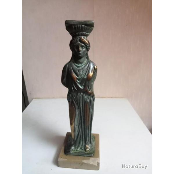 statuette XIXme Cariatis en bronze sur socle marbre hauteur 24 cm