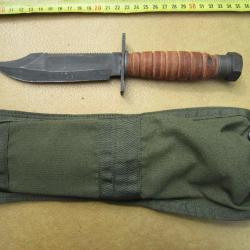 Très rare couteau camillus de survie de pilote US, avec sa poche pour gilet de survie, neuf.