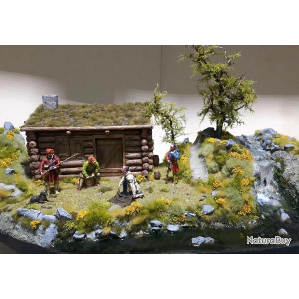 Diorama figurines " Trappeurs - coureurs des bois " 54mm