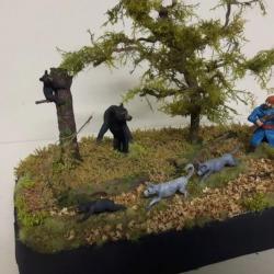 Diorama figurines N°2  " Trappeurs - coureurs des bois " 54mm