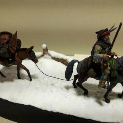 Diorama figurines N°3  " Trappeurs - coureurs des bois " 54mm