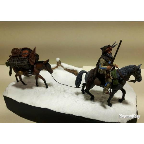 Diorama figurines N3  " Trappeurs - coureurs des bois " 54mm