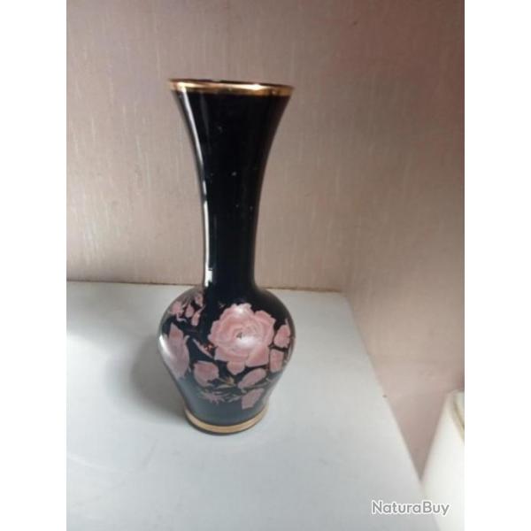 vase ancien opaline dcor fleural hauteur 20 cm