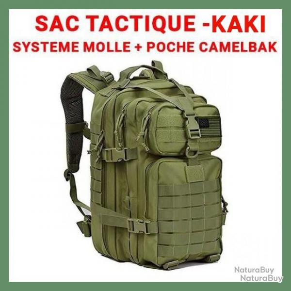 Sac  Dos Tactique avec systme MOLLE + poche pour GOURDE CAMELBAK - KAKI - LIVRAISON GRATUITE!
