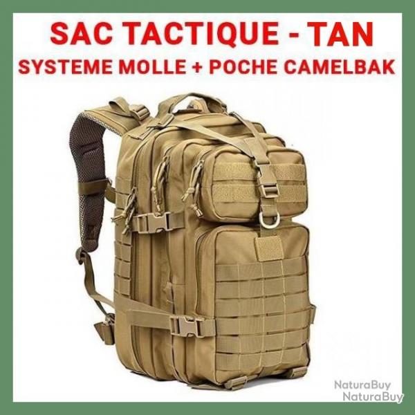 Sac  Dos Tactique avec systme MOLLE + poche pour GOURDE CAMELBAK - BEIGE - LIVRAISON GRATUITE!