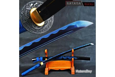 Véritable Katana Japonais adapté à la coupe forgé à la main méthode  ancestrale. Sabre en Acier 1060