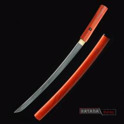 Wakizashi en bois rouge - T10 trempé à l'argile
