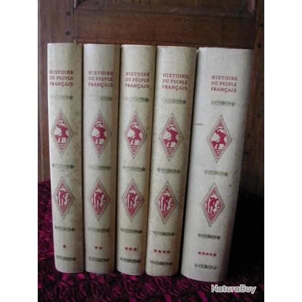 HISTOIRE DU PEUPLE FRANAIS - 5 TOMES - 1958 Complet Collection Bibliothque TBE