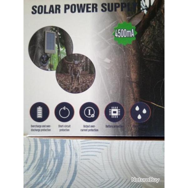 Panneau solaire pour camra de chasse avec batterie intgre