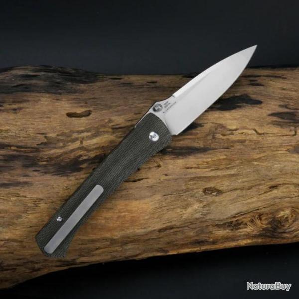 Couteau ArtisanCutlery Andromeda Od Green Manche Micarta Lame Acier CPM-S35VN Button ATZ1856PODG