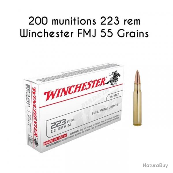 200 munitions 223 rem ( 5.56x45) winchester FMJ 55 grains 