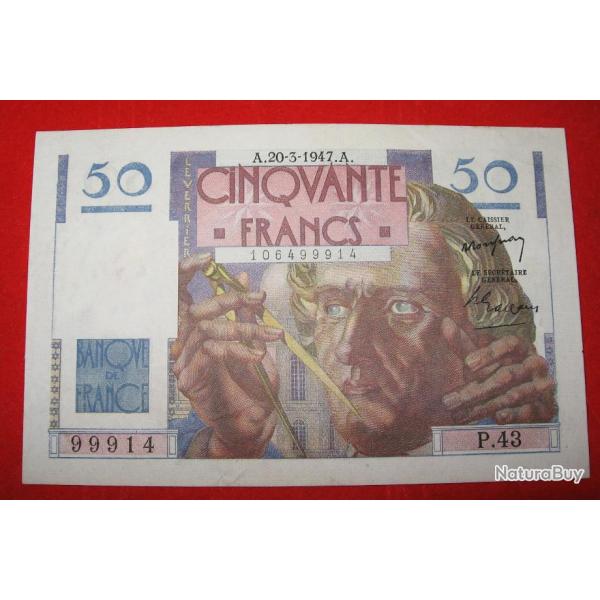 FRANCE billet de 50 Francs (Le Verrier) du 20-3-1947 sup