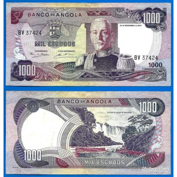 Angola 1000 Escudos 1972 Carmona Afrique Escudo Billet Prefixe BV