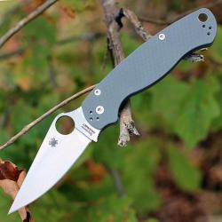 Couteau Spyderco Paramilitary 2 Lame Acier Maxamet Satin Manche G10 Compress Lock USA SC81GPDGY2