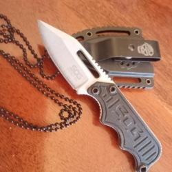 SOG couteau de cou lame fixe avec Etui et collier EDC, lame 6cm