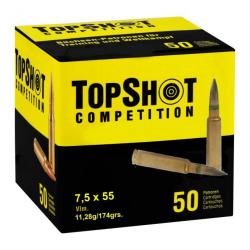 PORT GRATUIT - Pack 100 cartouches 7,5x55 FMJ BT 11,3g (ts75x55vlm)