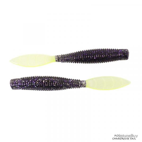 Leurre Souple Missile Baits Ned Bomb 8,3cm Purple Cloud Chartreuse Tail