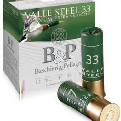 25 Cartouches B & P VALLE STEEL 33 MAGNUM / CAL. 12 - 33 G 3