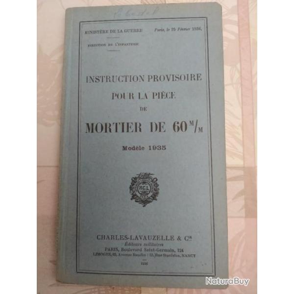 Instruction Provisoire pour la Pice de Mortier de 60mm Modele 1935 - 1936