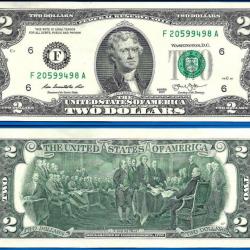 Usa 2 Dollars 2013 Mint Atlanta F6 Billet Jefferson Etats Unis Dollar