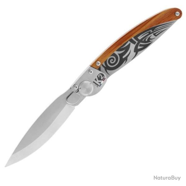 Couteau pliant K2 de Roger Orfvre dcor tribal